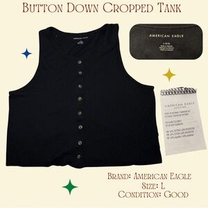 American Eagle Black Button Down Cropped Tank